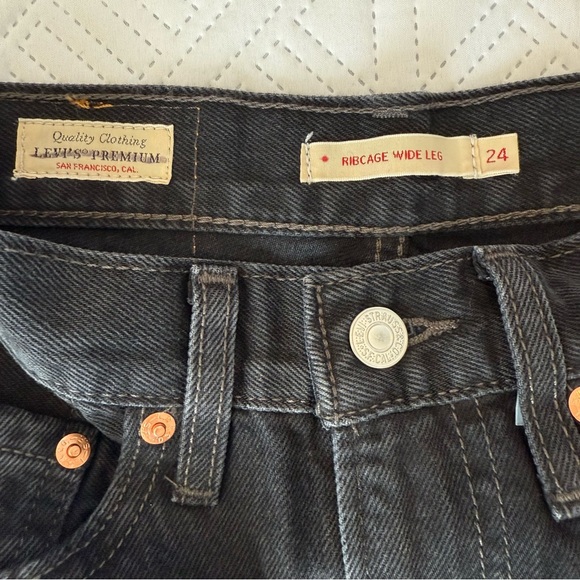 Levi's® Premium RIBCAGE WIDE LEG WOMEN'S JEANS Size 24 - Picture 8 of 12